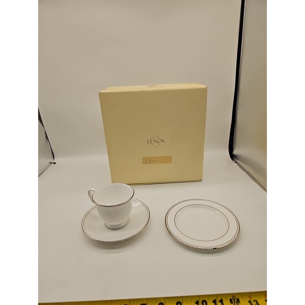 LENOX FEDERAL PLATINUM teacup Saucer And Bread Plate 6.25" With Box